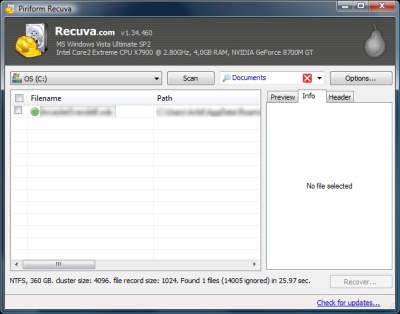 Recuva Screenshot